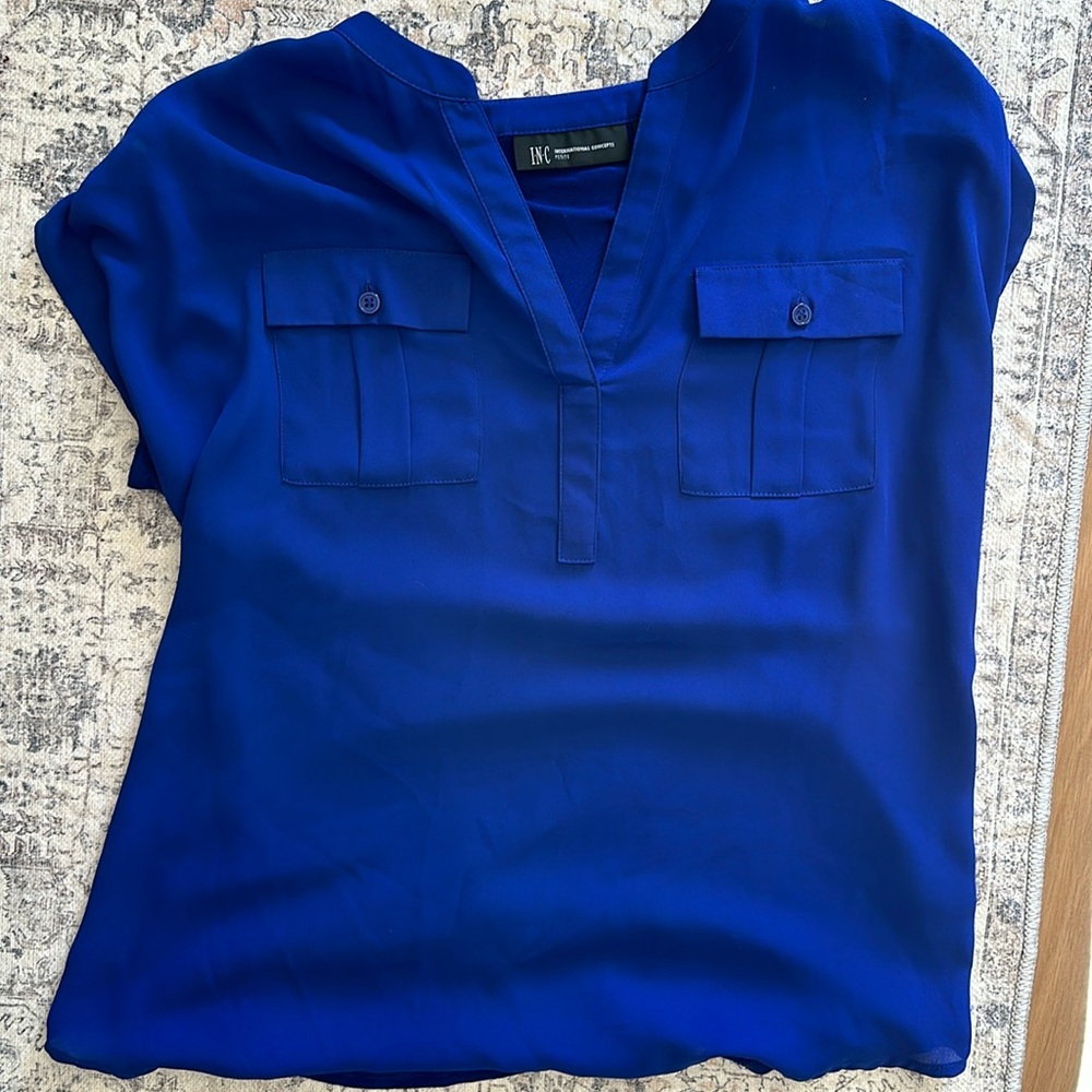 INC blue petite tank top
